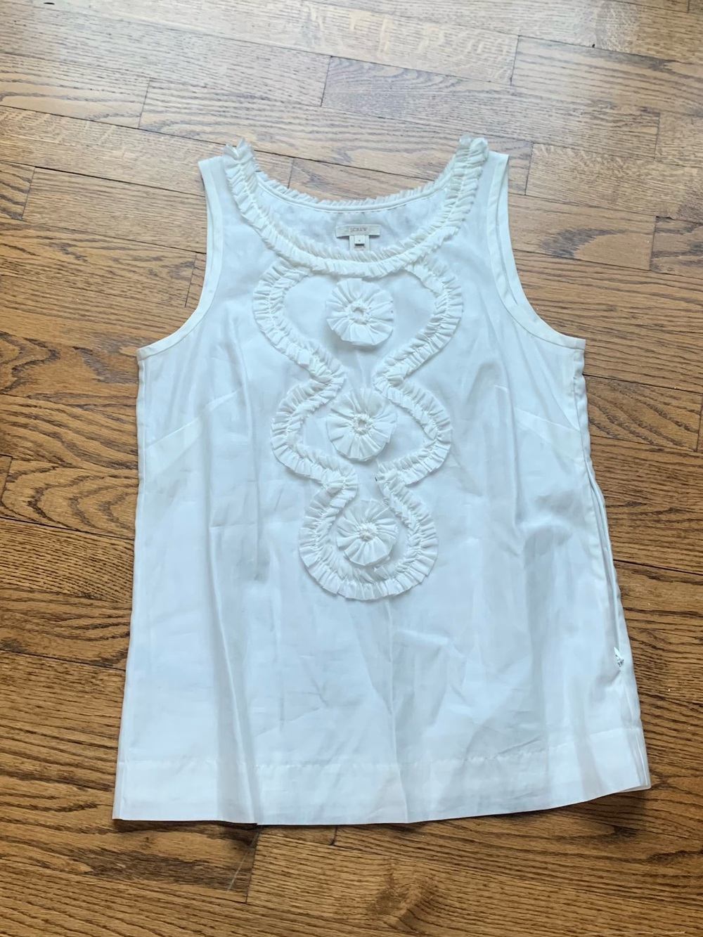J.Crew cotton silk sleeveless embellished ivory blouse top Sz 4, lined, EUC